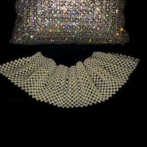 Layered faux pearl collared necklace